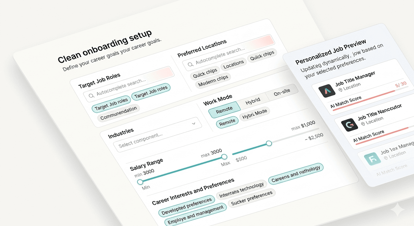 Job preferences setup screenshot