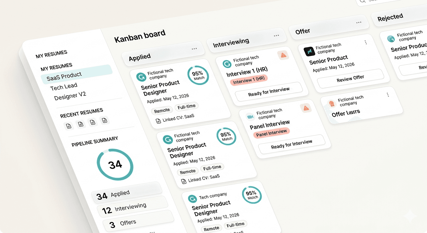 Applications tracking dashboard screenshot