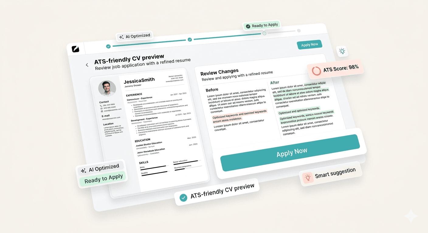 CV review and application questions screenshot